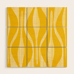 Mid Century Modern Abstract Lounge Striped Ogee Pattern in Yellow and White  Wood Wall Art Gallery Image 1