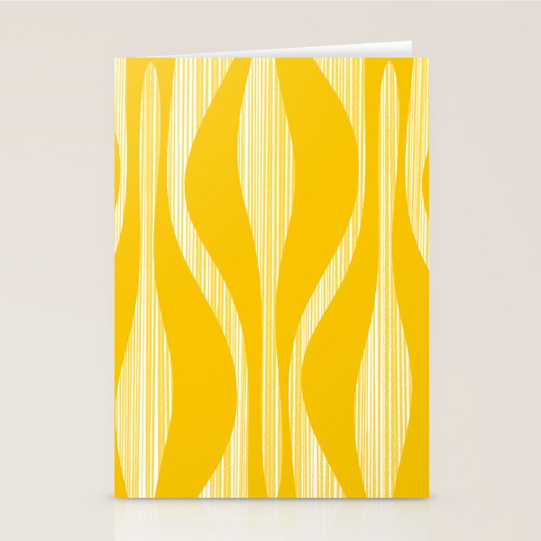 Mid Century Modern Abstract Lounge Striped Ogee Pattern in Yellow and White  Stationery Card Gallery Image 2