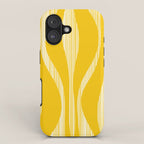 Mid Century Modern Abstract Lounge Striped Ogee Pattern in Yellow and White  iPhone Case Gallery Image 1