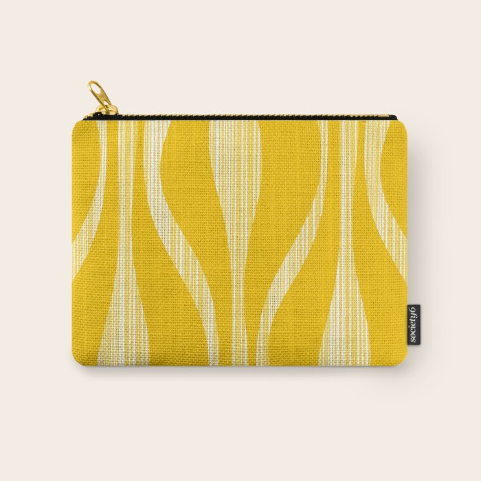 Mid Century Modern Abstract Lounge Striped Ogee Pattern in Yellow and White  Carry All Pouch Gallery Image 1