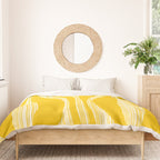 Mid Century Modern Abstract Lounge Striped Ogee Pattern in Yellow and White  Duvet Cover Gallery Image 3
