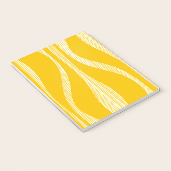 Mid Century Modern Abstract Lounge Striped Ogee Pattern in Yellow and White  Notebook Gallery Image 3