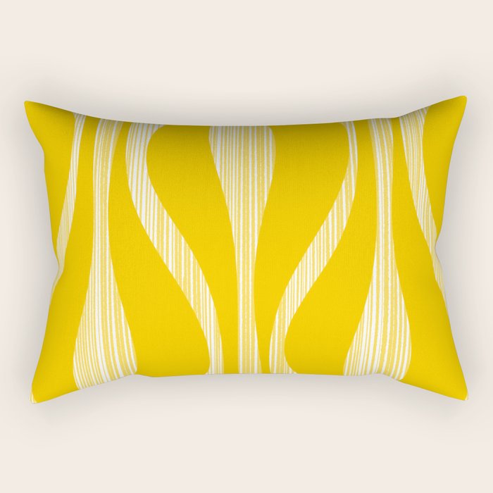 Mid Century Modern Abstract Lounge Striped Ogee Pattern in Yellow and White  Rectangular Pillow Gallery Image 2