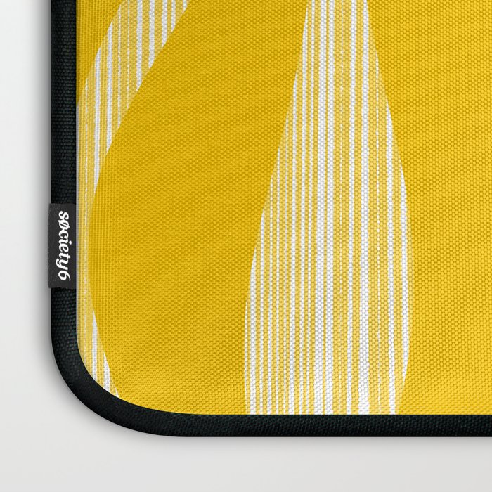 Mid Century Modern Abstract Lounge Striped Ogee Pattern in Yellow and White  Laptop Sleeve Gallery Image 3