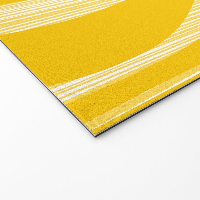 Mid Century Modern Abstract Lounge Striped Ogee Pattern in Yellow and White  Welcome Mat Gallery Image 2