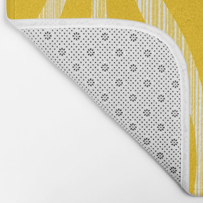 Mid Century Modern Abstract Lounge Striped Ogee Pattern in Yellow and White  Bath Mat Gallery Image 2