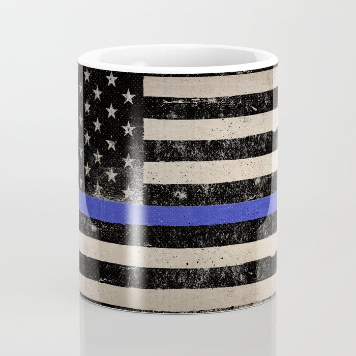 Thin Blue Line Police Flag First Responder USA Hero Coffee Mug Gallery Image 4