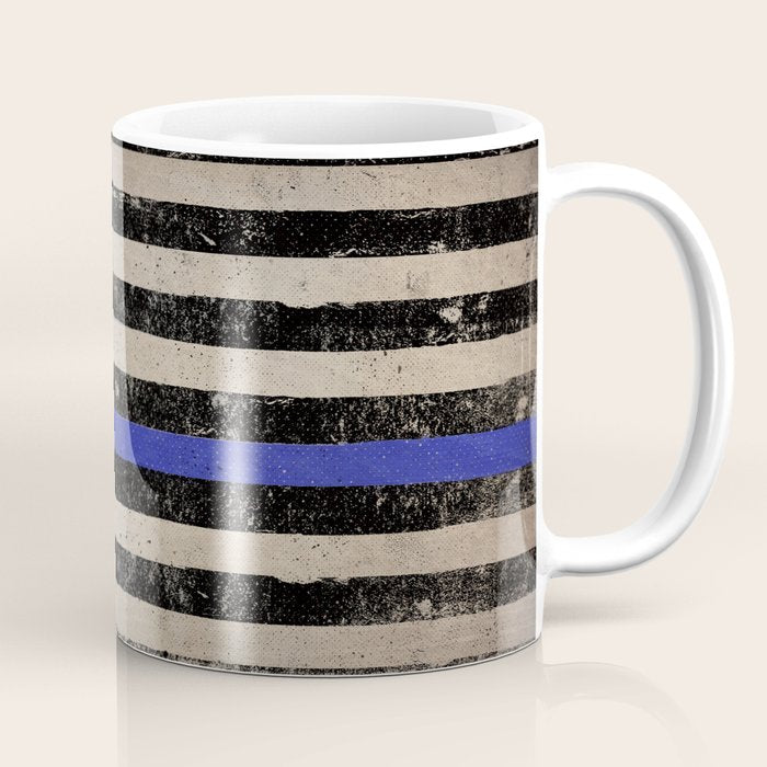 Thin Blue Line Police Flag First Responder USA Hero Coffee Mug Gallery Image 1