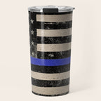 Thin Blue Line Police Flag First Responder USA Hero Travel Mug Gallery Image 1