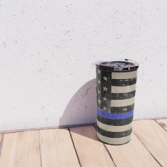 Thin Blue Line Police Flag First Responder USA Hero Travel Mug Gallery Image 4