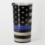 Thin Blue Line Police Flag First Responder USA Hero Travel Mug Gallery Image 3