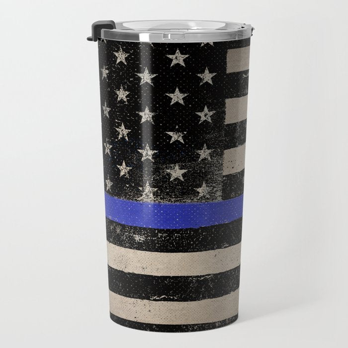 Thin Blue Line Police Flag First Responder USA Hero Travel Mug Gallery Image 3