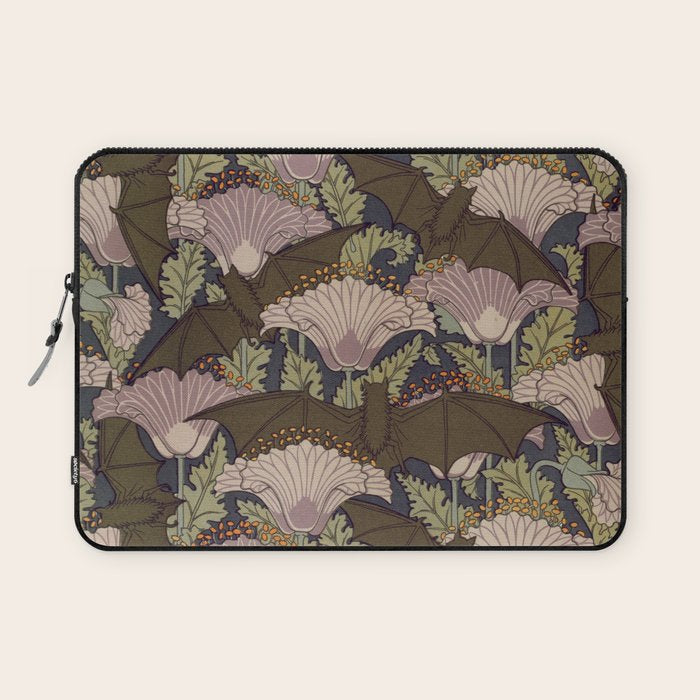 Vintage Art Deco Bat and Flowers Laptop Sleeve Gallery Image 1