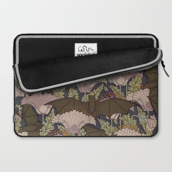 Vintage Art Deco Bat and Flowers Laptop Sleeve Gallery Image 2