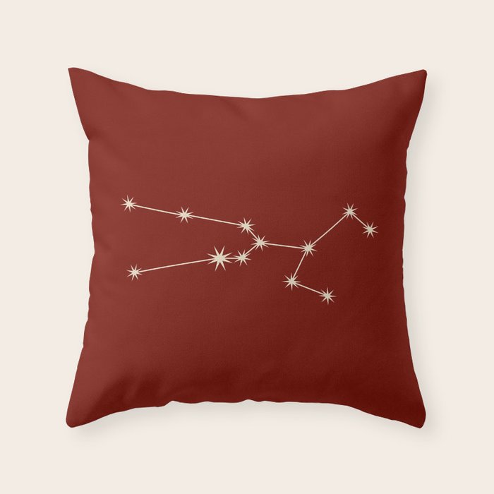 Taurus Zodiac Star Constellation Line Art Ruby Red Throw Pillow Gallery Image 6
