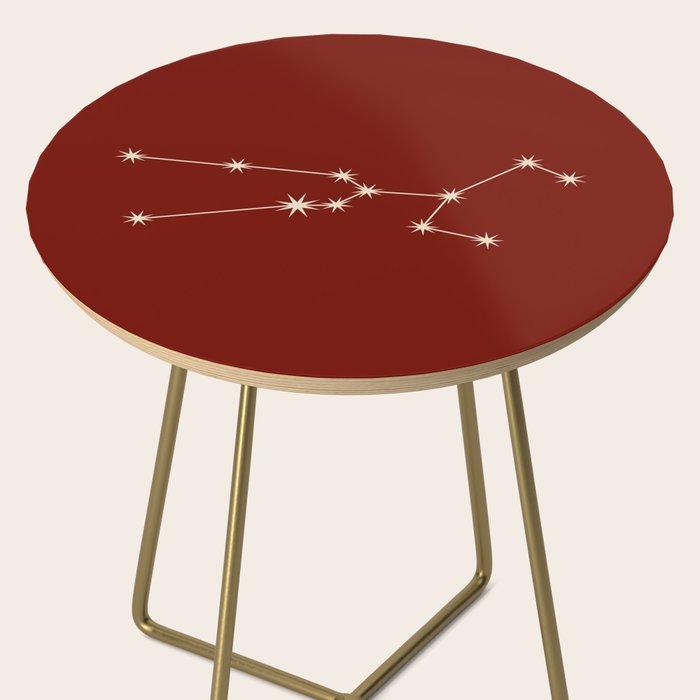 Taurus Zodiac Star Constellation Line Art Ruby Red Side Table Gallery Image 2