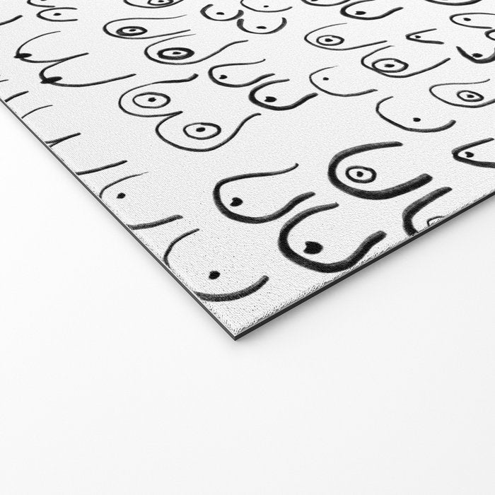 Boobs Pattern - black and white line drawing, life drawing, feminine art Welcome Mat Gallery Image 2