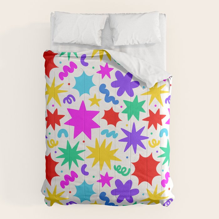 Colorful fun star doodle pattern Comforter Gallery Image 6