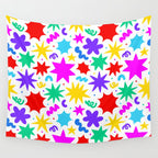 Colorful fun star doodle pattern Wall Tapestry Gallery Image 4