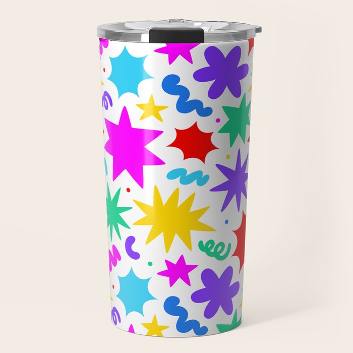 Colorful fun star doodle pattern Travel Mug Gallery Image 1
