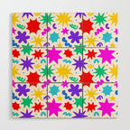 Colorful fun star doodle pattern Wood Wall Art Gallery Image 1
