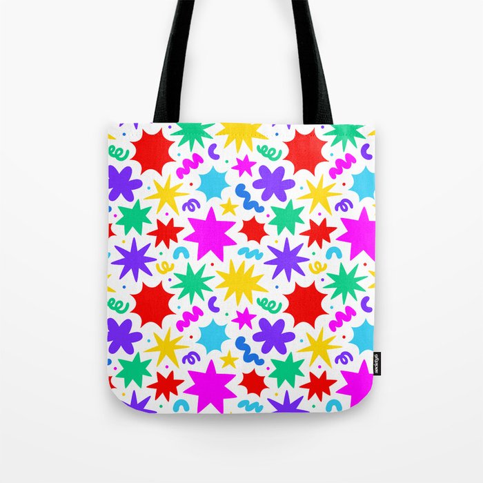 Colorful fun star doodle pattern Tote Bag Gallery Image 1