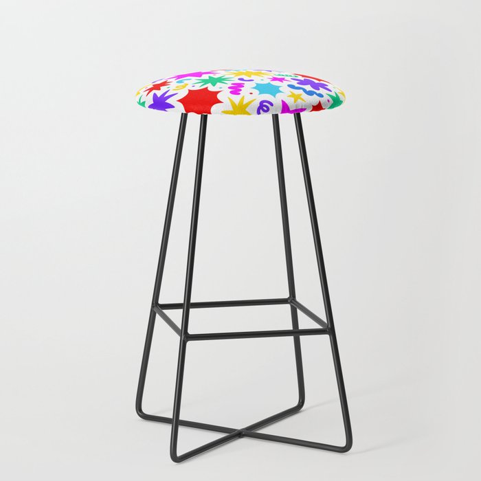 Colorful fun star doodle pattern Stool Gallery Image 1