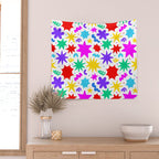 Colorful fun star doodle pattern Wall Tapestry Gallery Image 2