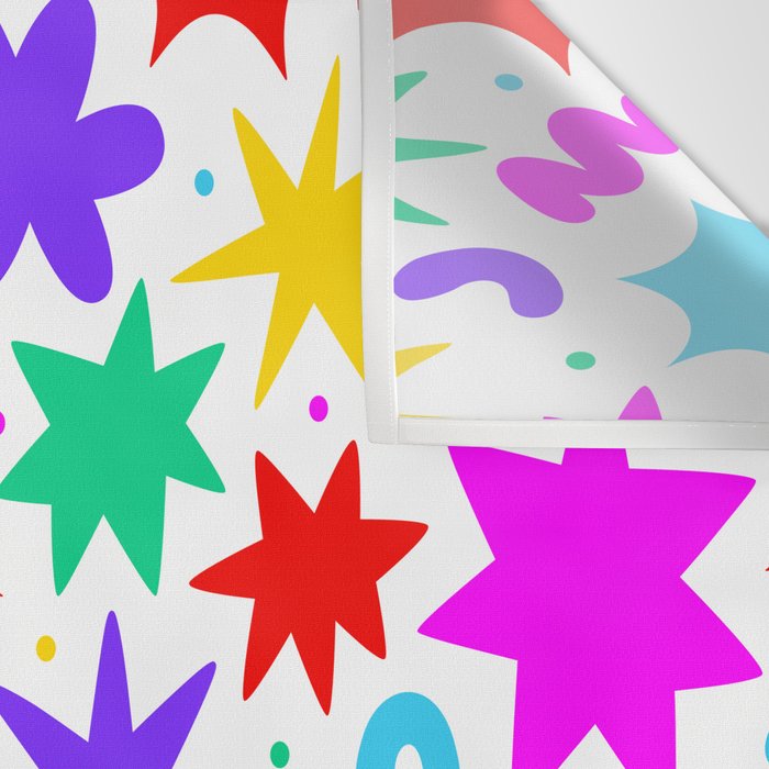 Colorful fun star doodle pattern Wall Tapestry Gallery Image 3