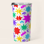 Colorful fun star doodle pattern Travel Mug Gallery Image 3