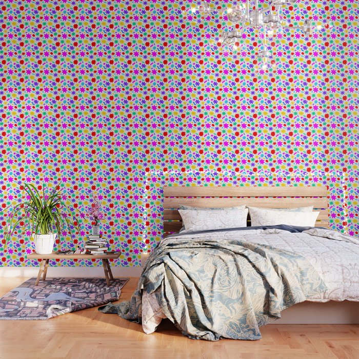 Colorful fun star doodle pattern Wallpaper Gallery Image 3