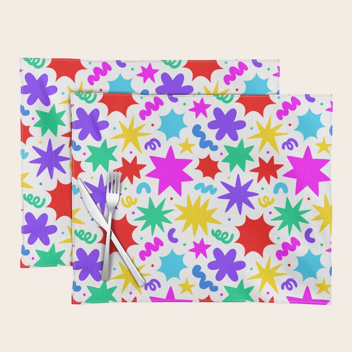 Colorful fun star doodle pattern Placemat Gallery Image 1