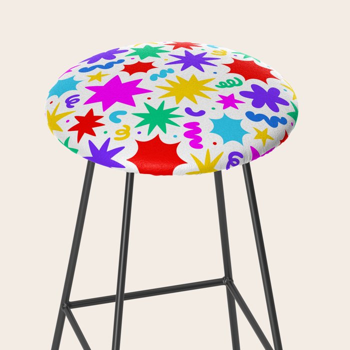 Colorful fun star doodle pattern Stool Gallery Image 2