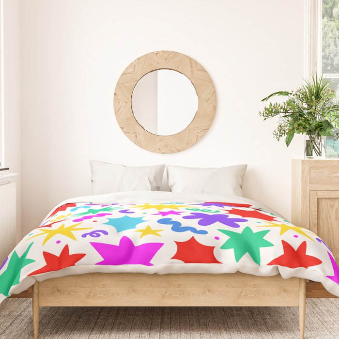 Colorful fun star doodle pattern Duvet Cover Gallery Image 3