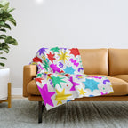 Colorful fun star doodle pattern Throw Blanket Gallery Image 1