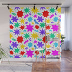 Colorful fun star doodle pattern Wall Mural Gallery Image 1