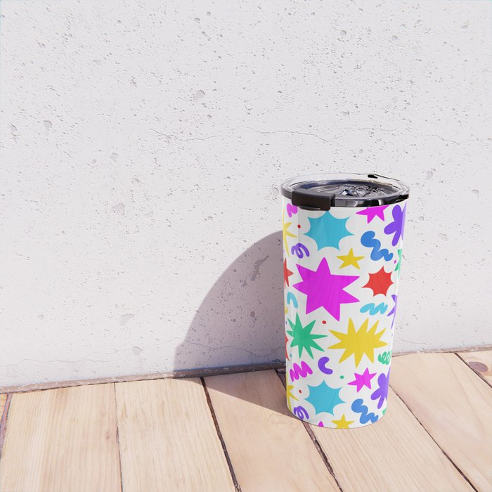 Colorful fun star doodle pattern Travel Mug Gallery Image 4