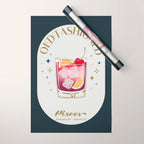 Old Fashioned Cocktail Zodiac Sign Wrapping Paper Gallery Image 1