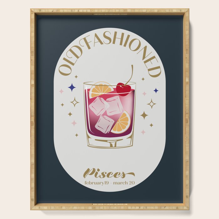 Old Fashioned Cocktail Zodiac Sign Serving Tray Gallery Image 1