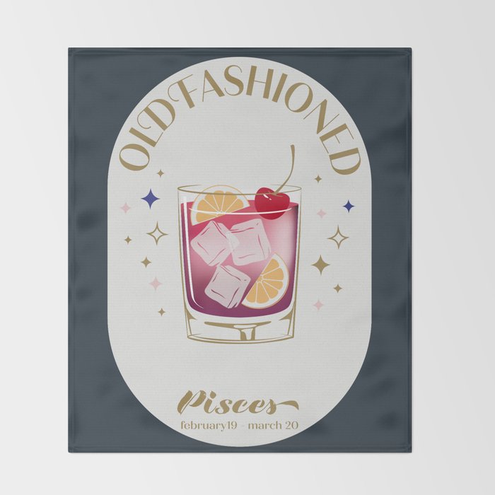 Old Fashioned Cocktail Zodiac Sign Throw Blanket Gallery Image 2