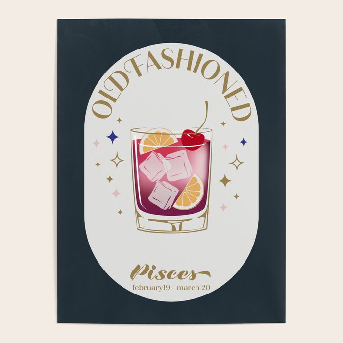 Old Fashioned Cocktail Zodiac Sign Poster Gallery Image 4
