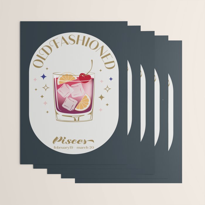 Old Fashioned Cocktail Zodiac Sign Wrapping Paper Gallery Image 3