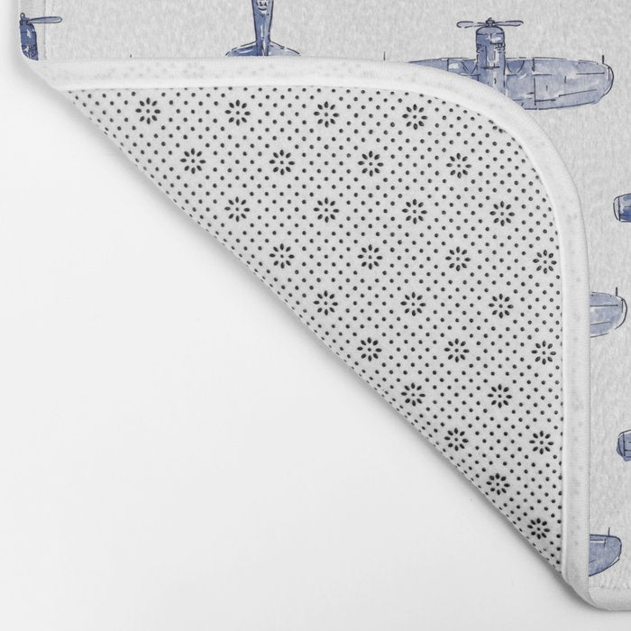Blue Watercolor Airplanes Bath Mat Gallery Image 2