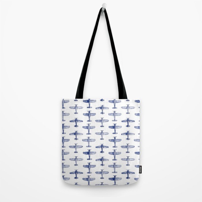 Blue Watercolor Airplanes Tote Bag Gallery Image 2