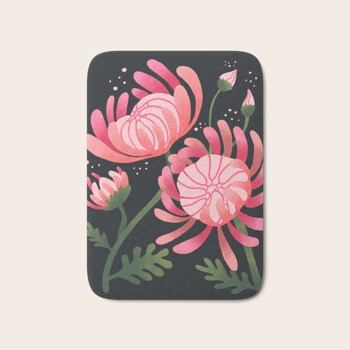 Abstract Mum Flowers // Protea // Peonies Bath Mat Gallery Image 1