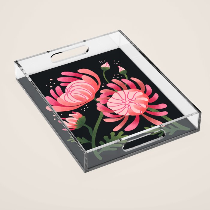 Abstract Mum Flowers // Protea // Peonies Acrylic Tray Gallery Image 1