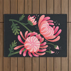 Abstract Mum Flowers // Protea // Peonies Outdoor Rug Gallery Image 1