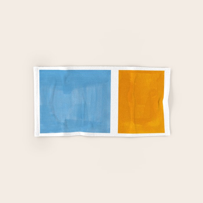 Rothko Minimalist Abstract Mid Century Color Black Square Periwinkle Yellow Ochre Bath Towel Gallery Image 1