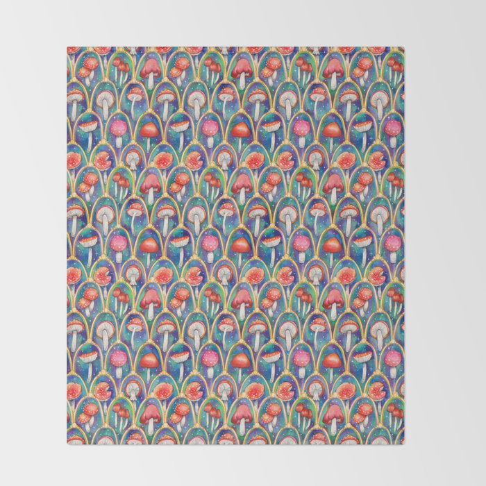 Luxury abstract mushroom pattern - original Throw Blanket Gallery Image 2