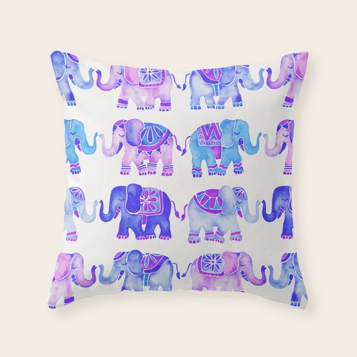 Elephant Collection - Indigo Palette Throw Pillow Gallery Image 1